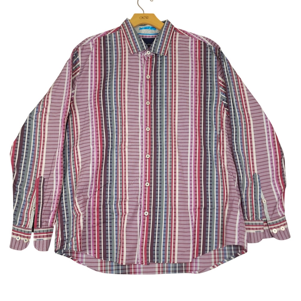 Tommy Bahama Mens‎ XL Tall Long Sleeve Button Up Shirt Pima Cotton Stripes